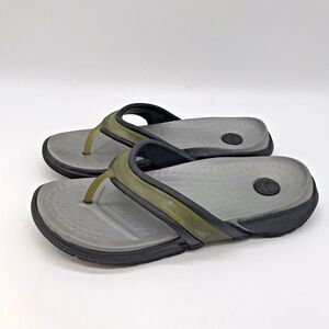 Crocs Croslite A9 Flip Flops Unisex W 7 - M 5 Gray Black & Green Thong Sandals